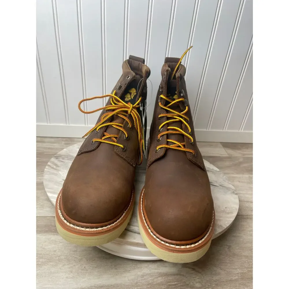 Boots Work Steel Toe M SZ 12W Golden Retriever 2952 Buffalo Leather Brown New